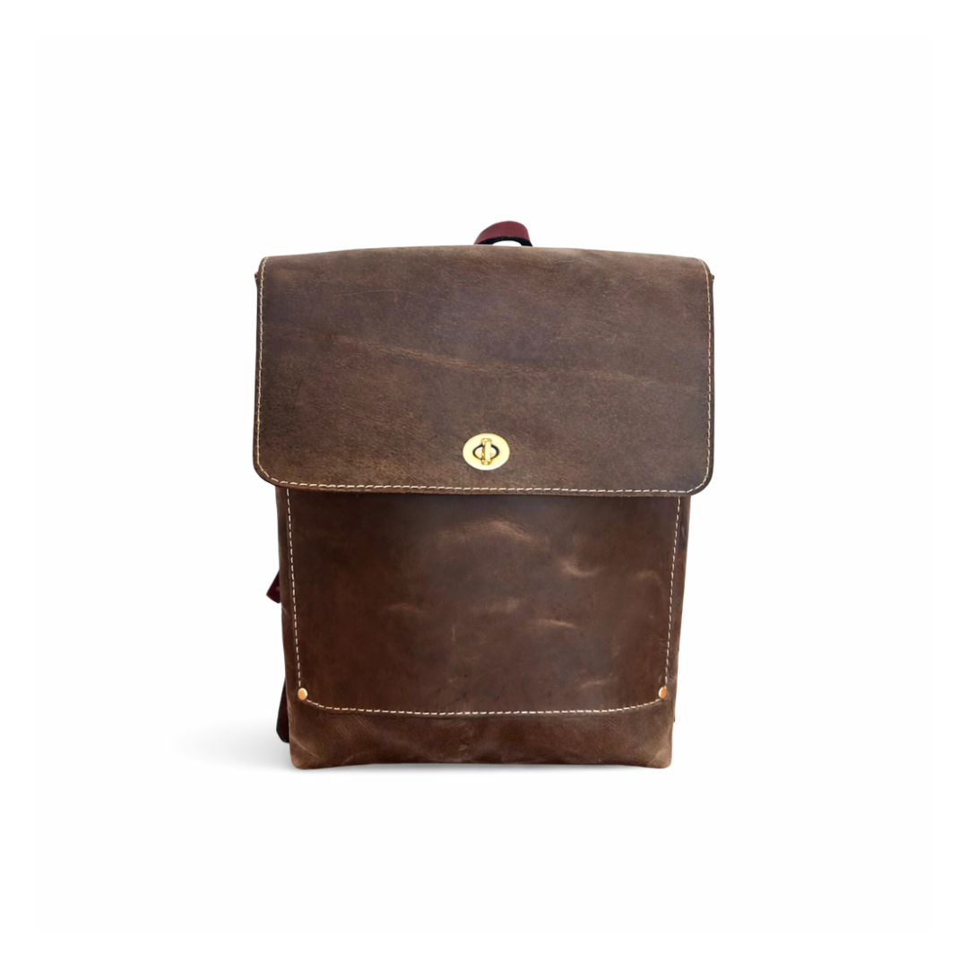 brown leather small backpack mens Small Square Leather Backpack – SouthLife Supply Co