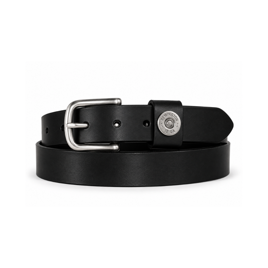 1.25" Single Shot Black Leather Belt
